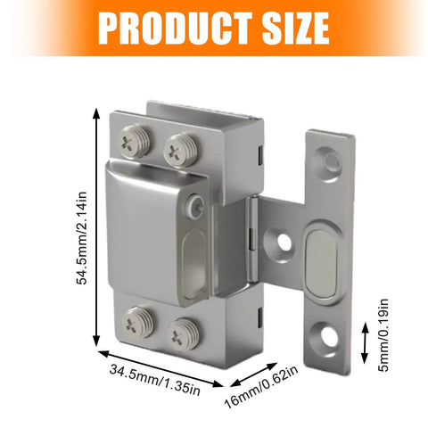 Rock Solid Brushed Steel Hydraulic Glass Door Hinge Dead Quiet Self Closing System with size dimensions labeled.