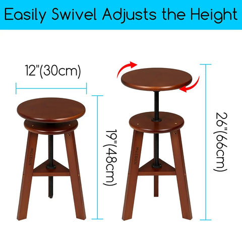 Wooden Drafting Stool With Adjustable Height For Artists Studio And Home Workspace, German Beech Wood Craft Chair, side view