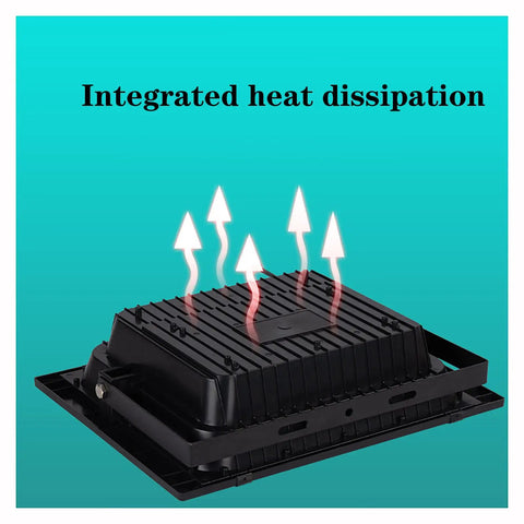 JUDYSSY Solar Flood Light Outdoor, Led Light Solar Flood Light Sensor Solar Pa, Black,80W EU showing integrated heat dissipation feature.