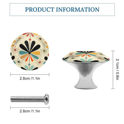 Level Up Your Kitchen Refresh With These Solid Stainless Steel Retro Modern Round Cabinet Knobs Rustproof Drawer Pulls Premium Hardware For Every Home close-up of retro floral design cabinet knob with mounting screw