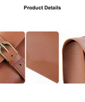 Slick Retro Faux Leather Handlebar Bag For Happy E Bike Off Road MTB With Secure Metal Buckles Weatherproof Pouch For Gravel Riders close-up buckle and stitched faux leather