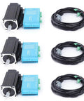 Closed Loop Stepper Motor Kit With 12NM Hybrid Servo Driver for CNC Engraving, showing three motors, three drivers, and cables