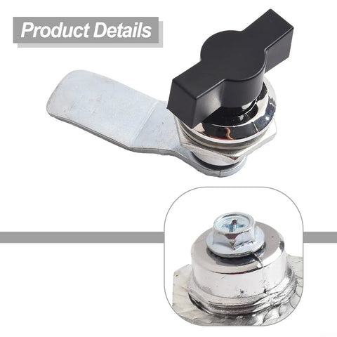 Keyless Turn Tongue Cam Lock For Cabinets And Drawers, Lockers And Safes Security Hardware, aluminum and steel, black knob
