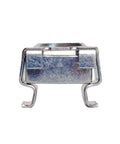 Killer Heavy Duty 10-32 Snap In Cage Nuts 50 Pack Clear Zinc square hole rack rail hardware, close-up view of cage nut.