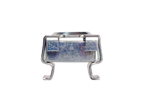 Killer Heavy Duty 10-32 Snap In Cage Nuts 50 Pack Clear Zinc square hole rack rail hardware, close-up view of cage nut.