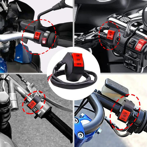 Universal Seven Eighths Inch Motorcycle Handlebar Switch 12V Three Position On Off High Low Beam Fog Light Spotlight Controller Ride Ready For Motorbike ATV Dirt Bike And Scooter