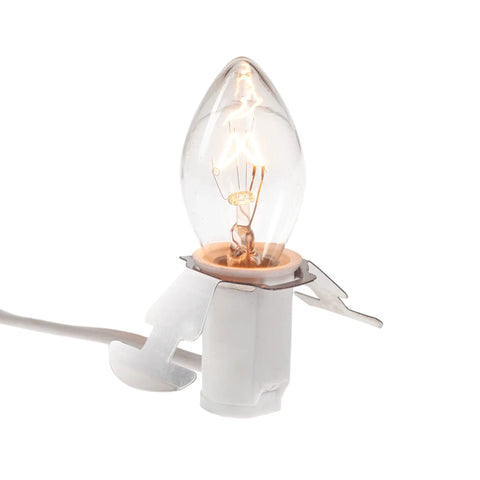 Clip In Lamp Cord With On Off Switch For Christmas Village House 6 Foot White Plug Cord Includes Clear Incandescent Bulb