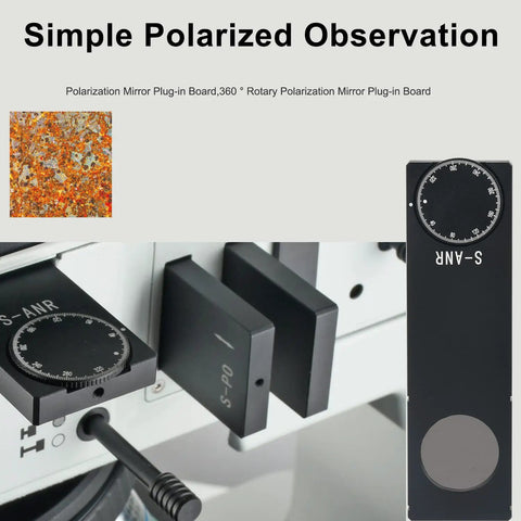 50X-500X Trinocular Metallurgical Microscope With Bright Field Dark Field And Polarized Observation, 6 Inch Large Platform, Built In 5W Led Illumination, 100-240V Wide Voltage, Independent Upper And Lower Light Control For Pro Grade Lab Work, with rotary polarizer