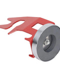 Heavy Duty Welding Holder With Strong Magnetic Base For TIG And MIG Guns, red iron build with circular magnet attachment.