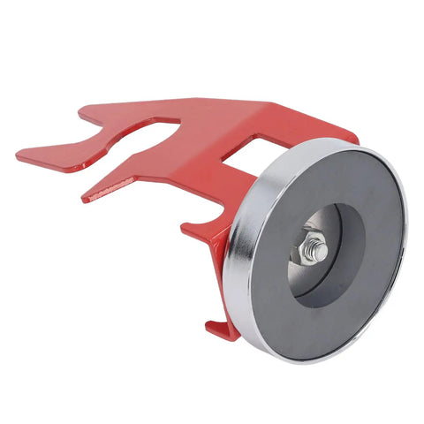 Heavy Duty Welding Holder With Strong Magnetic Base For TIG And MIG Guns, red iron build with circular magnet attachment.