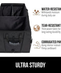 Trunk Organizer For SUV And Car With Big Capacity Collapsible Storage Heavy Duty Multi Compartment Water Resistant And Spill Proof Slip Resistant Durable Car Accessory Perfect Gift For Mom And Dad, featuring black material and two large compartments.