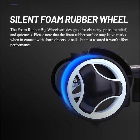 Close-up of silent foam rubber wheel on Foldable Aluminum Backpack Trolley Cart With Stair Climbing Wheels