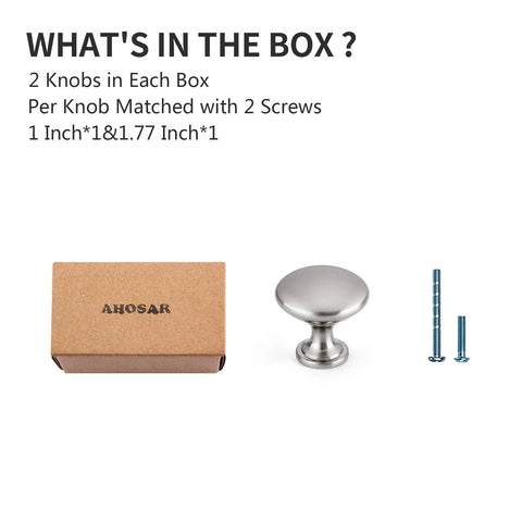 Brushed Satin Nickel Cabinet Knobs And Dresser Pulls 2 Pack Solid Zinc Alloy Single Hole Kitchen Hardware box contents