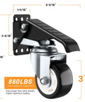 Heavy Duty Retractable Caster Wheels Set Of 4 For Workbench And Machinery Benches 880 Lb Capacity Side Mount 3 Inch Step Down Castors