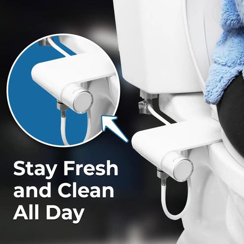 Ultra Thin Rear Feminine Right Handed Bidet Attachment For Toilet With Self Cleaning Dual Nozzles