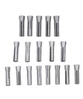 20 Piece Pro Grade Metric R8 Collet Set 1mm To 20mm High Precision Mill Chuck Holder Kit arranged on a white background