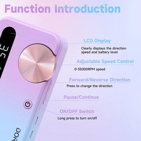 A Killer Rechargeable Cordless Nail Drill Running 35000Rpm To Shape Acrylics Swift While Acting As A Trustworthy Electric Nail File.