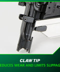 Close-up view of the Framing Nailer Pro Preferred Pneumatic Tool claw tip, designed for reduced wear and precise nail placement.