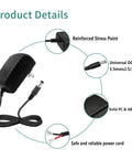 No Fuss 24V 1A Power Supply Adapter with 5.5x2.5mm DC plug, black casing, and reliable cord for LED strip lights and cameras.