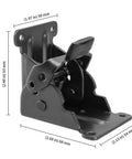 Badass Heavy Duty Folding Brackets For Tables And Bed Legs, 8 Pack Self Locking Hinges With Wood Screws, Sturdy Cold Rolled Steel Extension Supports For Workbenches, Black - detailed view showing dimensions and design.