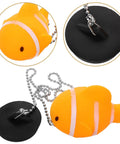 Fish Bathtub Drain Stopper with Chain Rubber for Shower Drains featuring colorful fish design and removable rubber plug.
