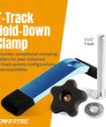 Two Pack T Track Hold Down Clamp Kit With 5-1/2 Inch Length And 1-1/8 Inch Width, Includes T Track Knob Kit With Threaded Knobs