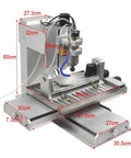 6040 5 Axis CNC Router Engraving Machine With 2200W Spindle Water Cooling Ball Screw, dimensions labeled