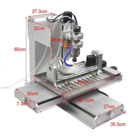 6040 5 Axis CNC Router Engraving Machine With 2200W Spindle Water Cooling Ball Screw, dimensions labeled