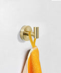 Brushed Gold Bathroom Hardware Set With Toilet Paper Holder Towel Ring And Robe Hook Stainless Steel Wall Mount 3 Piece Bath Accessories Upgrade For A Clean Modern Vibe showing a robe hook with towel
