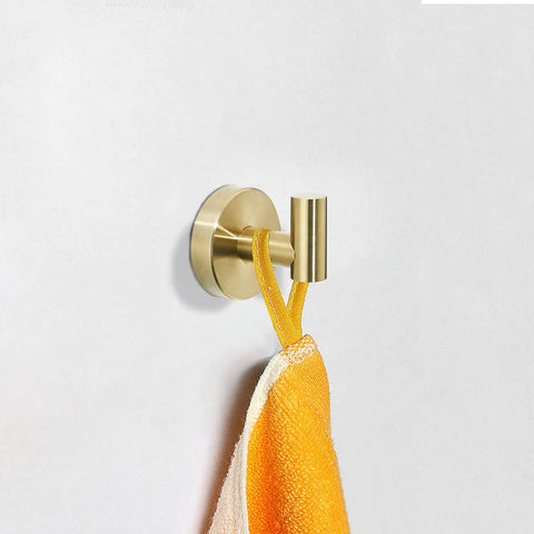Brushed Gold Bathroom Hardware Set With Toilet Paper Holder Towel Ring And Robe Hook Stainless Steel Wall Mount 3 Piece Bath Accessories Upgrade For A Clean Modern Vibe showing a robe hook with towel