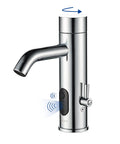 Touchless Bathroom Faucet With Manual And Automatic Modes One Temperature Control Rod Chrome Finish Hygienic Sensor Tap