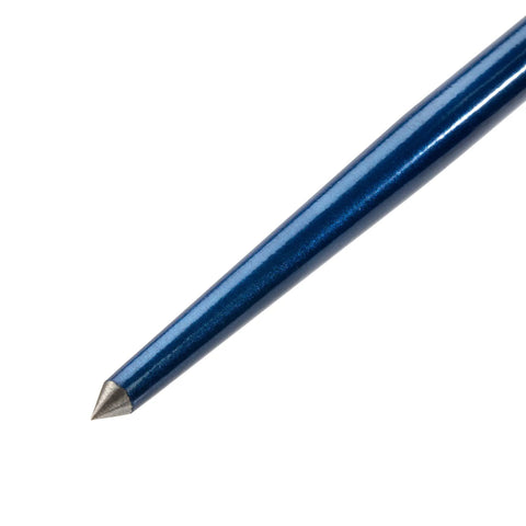 Beefy 30 Inch Alignment Bar Dual End Prying Tool in Chrome Alloy Steel, detailed view of pointed end, blue finish.