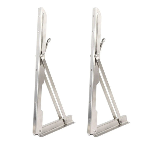 Two Heavy Duty 15.6 Inch Stainless Steel Folding Wall Shelf Brackets Hinge For Kitchen Or Garage Rock Solid Wall Mount Shelf Support