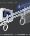 Close-up of Heavy Curtain Tracks For Bay Windows With Silent Sliding Rods, adjustable aluminum track with noise reduction feature.