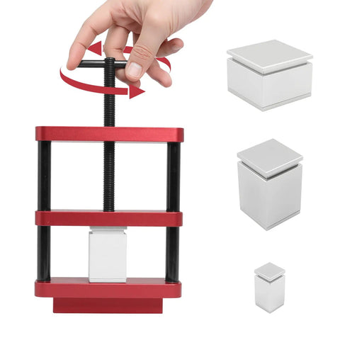 Heavy Duty Aluminum Connecting Rod Vise Set With Pre Press Mold For Engine Bolt Swaps And Piston Alignment one ton pressing force shown in red finish.