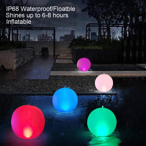 Inflatable Solar Floating Pool Lights Glow Globes 14 Inch Waterproof IP68 LED Lit Color Changing Night Lights for pool