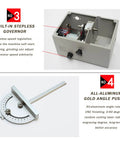 Mini Dual Motor Table Saw With 360W For Hella Precise Woodworking Cuts And Sweet Home Shop Projects Featuring Badass Aluminum Alloy Platform Setup Now showing built-in steppless governor and aluminum angle pusher.