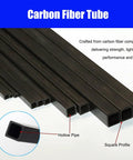 Top Shelf Pultruded Carbon Fiber Square Tube One Meter Long Hella Strong Lightweight Structural Rod For Custom Builds Kites And Diy Projects Heat Resistant Carbon Pipe displaying various sizes and square profiles.
