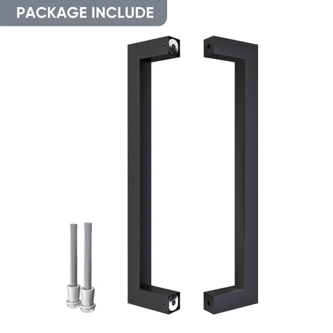 12 Inch Matte Black Push Pull Bar Handle For Sliding Barn Doors And Garages, Heavy Duty Double Sided Door Hardware, Easy To Install With Two Screws, Carbon Steel Construction, Rust Resistant Powder Coat