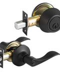 Matte Black Front Door Lock Set With Single Cylinder Deadbolt And Wave Lever Keyed Entry For Right Or Left Handed Doors Built To Last