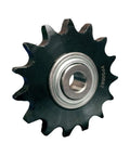 Heavy Duty Roller Chain Idler Sprocket With Half Inch Bore And Three Point One Seven Inch Outer Diameter Featuring Fifteen Teeth for lawn mower repairs, showing sprocket detail.