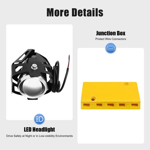 LED headlight and yellow junction box for 48V 750W Brushless DC Motor Kit for DIY Tricycle Conversion with LED Display