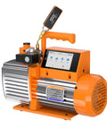 Heavy Duty 9 Cfm Hvac Vacuum Pump With 1 Hp Dual Stage Rotary Vane Motor and External Micron Gauge for dead on accuracy using 4 inch touchscreen.