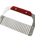 Murtenze stainless steel crinkle cutter with red wooden handle and ribbed blade for potatoes and vegetables