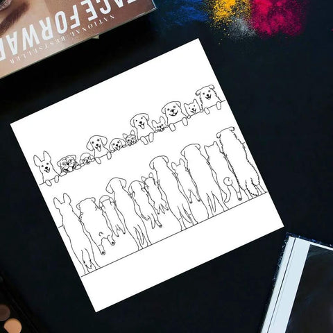 Cute Dog Clear Stamp And Die Set for Card Making and Scrapbooking featuring dog designs on silicone stamp for embossing.
