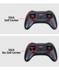 T8S 8 Channel 2.4G RC Pocket Transmitter showing stick self-center and no self-center modes for precise control
