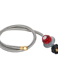 Five Feet Stainless Steel Braided Propane Regulator Hose With 20 PSI Adjustable Regulator And QCC1 Type 1 Connector