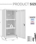 Heavy Duty Metal Storage Cabinet With Lock, 3 Adjustable Shelves, Single Door Steel Locker For Home Office And Garage, White Finish