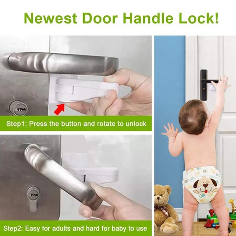 Kid Friendly Door Lever Lock For Easy Baby Proofing No Drill Install Simple One Hand Use Toddler Safe Door Handle Lock For Doors