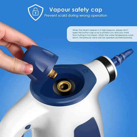 Vapour safety cap on Heavy Duty Handheld Steam Cleaner For Kitchen Tile And Bathroom showing safe operation features.